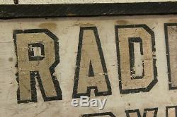 Vintage Double Sided Advertising Trade Sign Hand Painted Radio Service Wood 1930