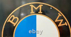 Vintage Double Sided BMW Gas & Oil Porcelain Enamel Sign