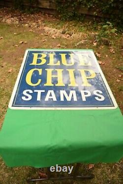 Vintage Double Sided Blue Chip Stamps Sign 30 x 36