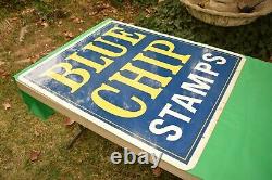 Vintage Double Sided Blue Chip Stamps Sign 30 x 36