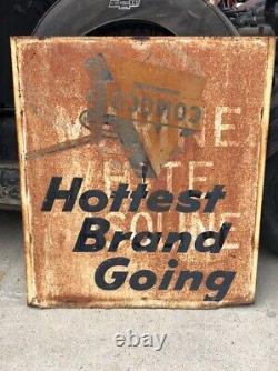 Vintage Double Sided CONOCO HOTTEST BRAND GOING Ghost SIGN Marine White Gasoline