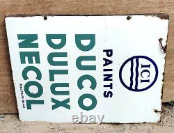 Vintage Double Sided Enamel Sign Board Old Sign ICI Paints Duco Dulux Necol 1960
