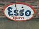 Vintage Double Sided Esso Ethyl Oval Enamel Sign