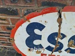 Vintage Double Sided Esso Ethyl Oval Enamel Sign