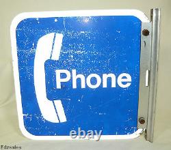 Vintage Double Sided Flanged Bracket Phone Sign advertising public payphone