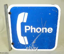 Vintage Double Sided Flanged Bracket Phone Sign advertising public payphone