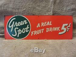Vintage Double-Sided Green Spot Orangeade Drink Sign Antique Old Orange 9536