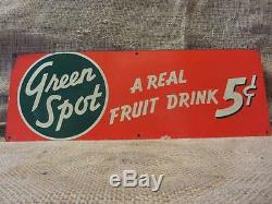 Vintage Double-Sided Green Spot Orangeade Drink Sign Antique Old Orange 9536