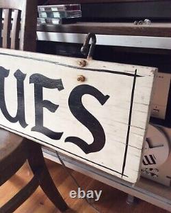 Vintage Double Sided Hanging Wood Wooden Hand Painted Antiques Shop Store Sign