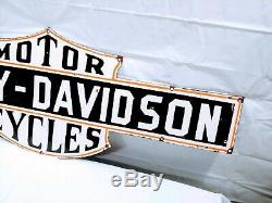 Vintage Double Sided Harley Davidson Motorcycles Porcelain Authorized Dealer