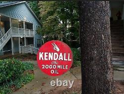Vintage Double Sided Kendall The 2000 Mile Oil Metal Sign G-346 With Bracket
