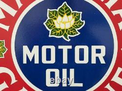 Vintage Double Sided Magnolia Motor Oil & Gasoline Porcelain Enamel Sign