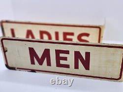 Vintage Double Sided Men Ladies Gas Station Restroom Flange Sign Pair