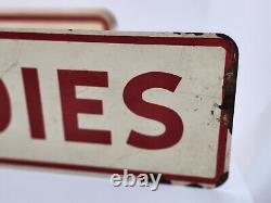 Vintage Double Sided Men Ladies Gas Station Restroom Flange Sign Pair