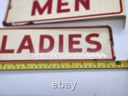 Vintage Double Sided Men Ladies Gas Station Restroom Flange Sign Pair