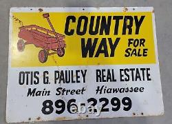 Vintage Double Sided Metal Country Way Real Estate Sign Hiawassee GA