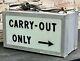 Vintage Double Sided Metal Light Box Carry Out Only Sign With Direction Arrow