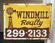 Vintage Double-sided Metal Windmill Realty Real Estate Sign Clovis Ca Farmhouse