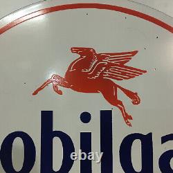 Vintage Double Sided MobilGas & Oil Porcelain Enamel Sign