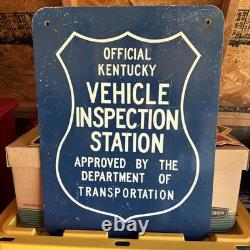 Vintage Double Sided Official Kentucky Vehicle Inspection Station Sign