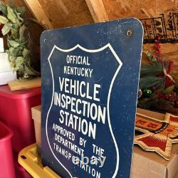 Vintage Double Sided Official Kentucky Vehicle Inspection Station Sign