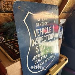 Vintage Double Sided Official Kentucky Vehicle Inspection Station Sign