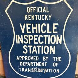Vintage Double Sided Official Kentucky Vehicle Inspection Station Sign