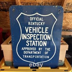 Vintage Double Sided Official Kentucky Vehicle Inspection Station Sign