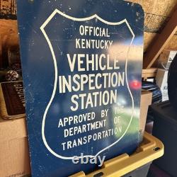 Vintage Double Sided Official Kentucky Vehicle Inspection Station Sign