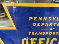 Vintage Double Sided Official Pennsylvania State DOT Emission Station Sign
