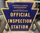 Vintage Double Sided Pa Dot Official Inspection Station Sign Pennsylvania