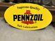 Vintage Double Sided Pennzoil Safe Lubrication Sign Display Gas Oil Station Car