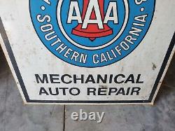 Vintage Double Sided Painted Tin Auto Repair AAA Auto Club Of California Sign