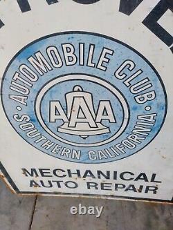 Vintage Double Sided Painted Tin Auto Repair AAA Auto Club Of California Sign