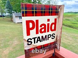 Vintage Double Sided Plaid Stamps Sign (Very Rare)