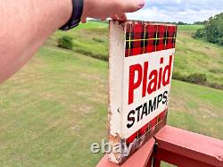 Vintage Double Sided Plaid Stamps Sign (Very Rare)