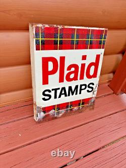 Vintage Double Sided Plaid Stamps Sign (Very Rare)