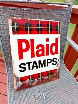 Vintage Double Sided Plaid Stamps Sign (Very Rare)