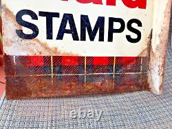 Vintage Double Sided Plaid Stamps Sign (Very Rare)