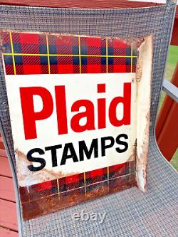 Vintage Double Sided Plaid Stamps Sign (Very Rare)