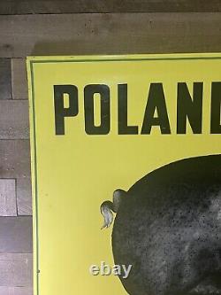 Vintage Double Sided Poland China Hog Painted Metal Sign North Forty