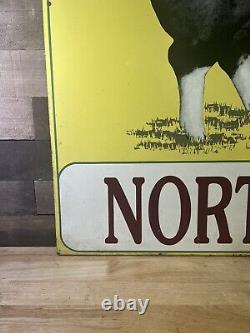 Vintage Double Sided Poland China Hog Painted Metal Sign North Forty