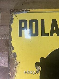 Vintage Double Sided Poland China Hog Painted Metal Sign North Forty