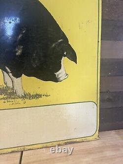 Vintage Double Sided Poland China Hog Painted Metal Sign North Forty