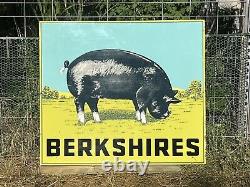 Vintage Double Sided Porcelain Berkshire Hog Sign