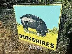 Vintage Double Sided Porcelain Berkshire Hog Sign