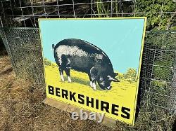 Vintage Double Sided Porcelain Berkshire Hog Sign