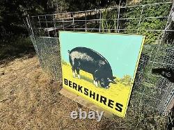 Vintage Double Sided Porcelain Berkshire Hog Sign