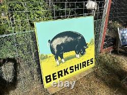 Vintage Double Sided Porcelain Berkshire Hog Sign