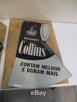 Vintage Double Sided Porcelain Collins Axe Sign